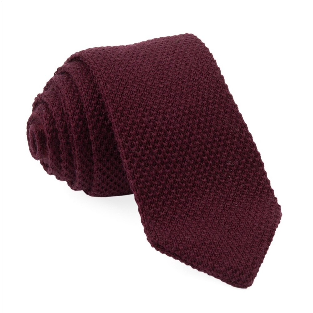The Tie Bar Pointed Tip Knit Tie - Burgundy, Silk